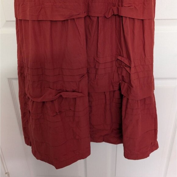 Marie Oliver Gabbie Tiered Dress Womens Size 4 V Neck Clay Brick Red Sleeveless - Picture 10 of 11